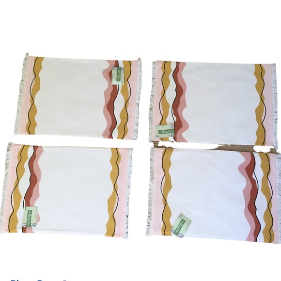 TSS Pink & Mustard Wavy Lines Placemat Set of 4 - Picture 2 of 5